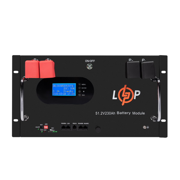 Аккумулятор LP LiFePO4 51,2V - 230 Ah (11776Wh) (Smart BMS 200A) с LCD RM AB RS485/CAN LP30386 фото