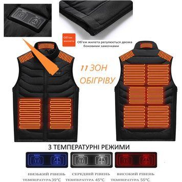 Терможилет с подогревом "Eco-obigriv Multi-size-11" с регулировкой объема, 9 зон обогрева, 3 режима L-XL HVest EO Multi11 2p B L-XL фото