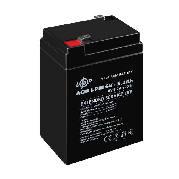 Аккумулятор AGM LPM 6V - 5.2 Ah LP4158 фото