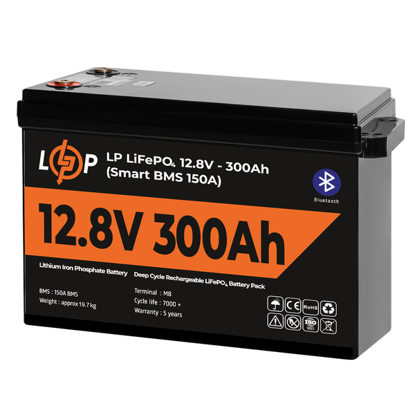 Аккумулятор LP LiFePO4 12,8V - 300 Ah (3840Wh) (Smart BMS 200А) с BT пластик LP30383 фото