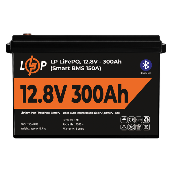 Аккумулятор LP LiFePO4 12,8V - 300 Ah (3840Wh) (Smart BMS 200А) с BT пластик LP30383 фото